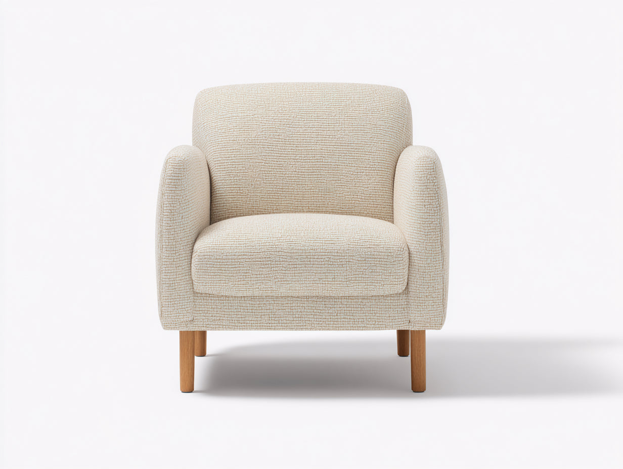 Fauteuil - Tissu-Bois - 84 x 80 x 86 cm - Beige-Bois - Style contemporain