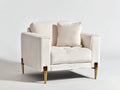 Fauteuil - Tissu-Métal - 99 x 92 x 85 cm - Crème-Doré - Style contemporain