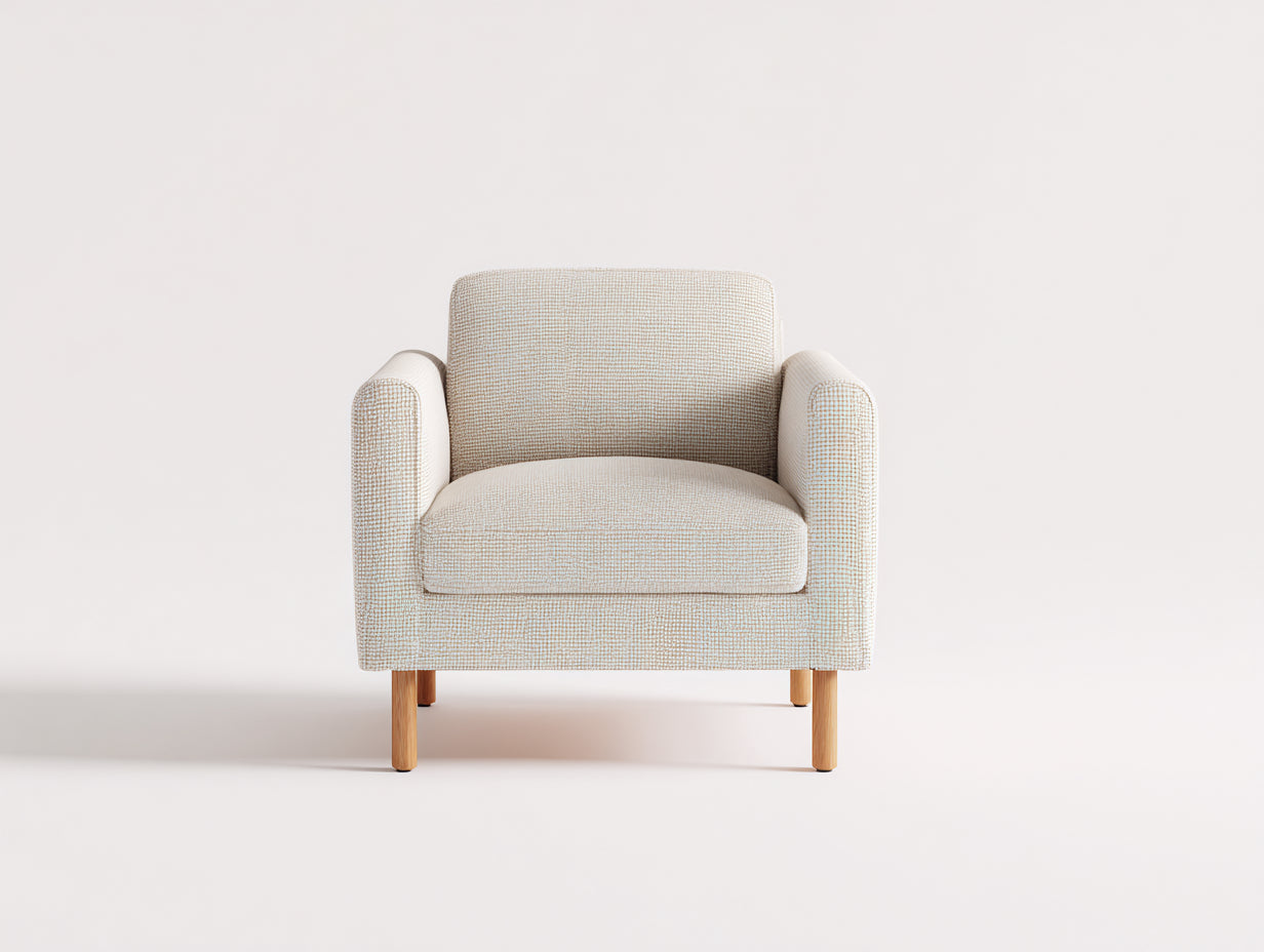 Fauteuil - Tissu-Bois - 82 x 78 x 86 cm - Beige-Bois - Style contemporain