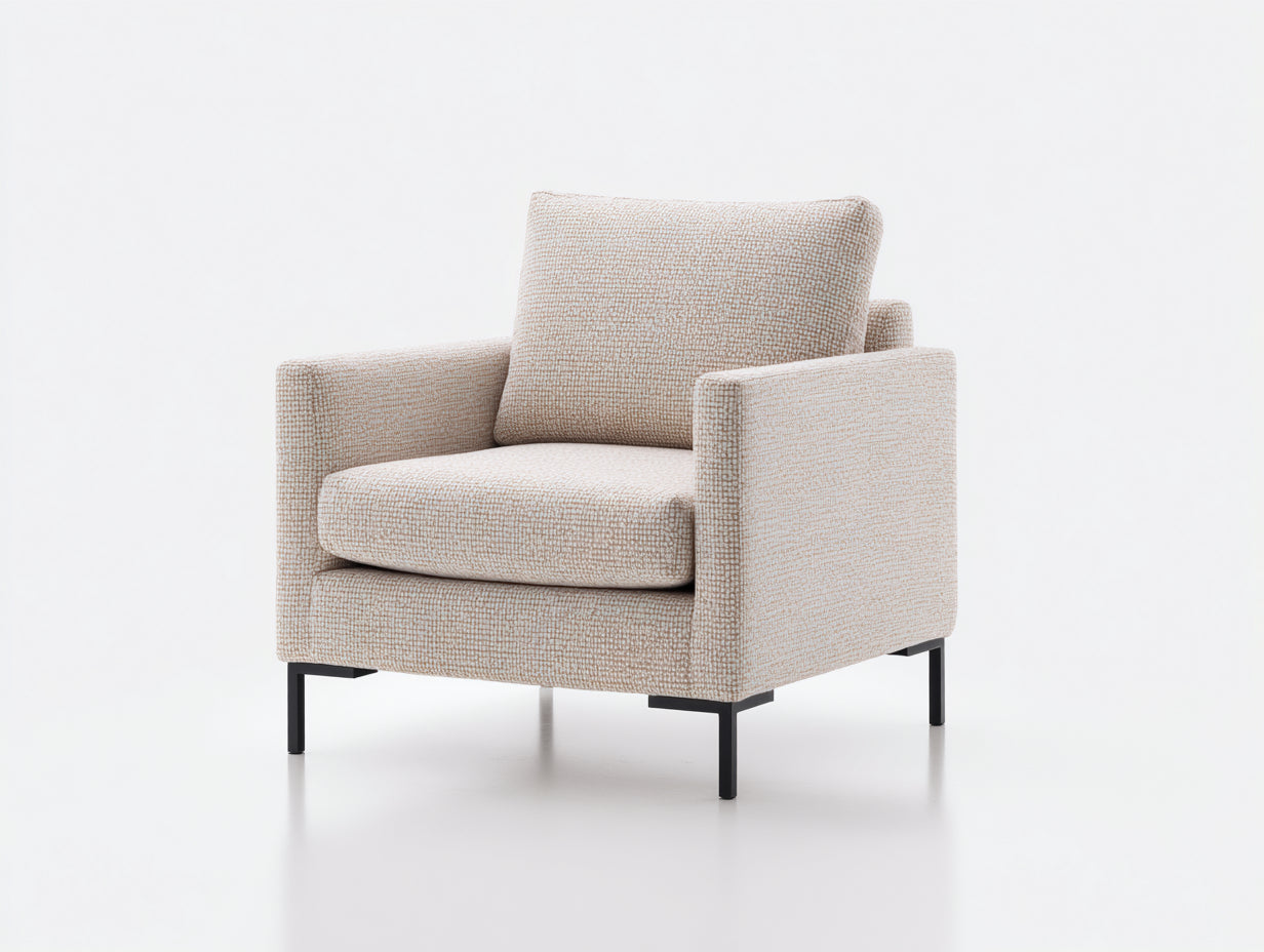 Fauteuil - Tissu-Métal - 94 x 86 x 80 cm - Beige-Noir - Style contemporain