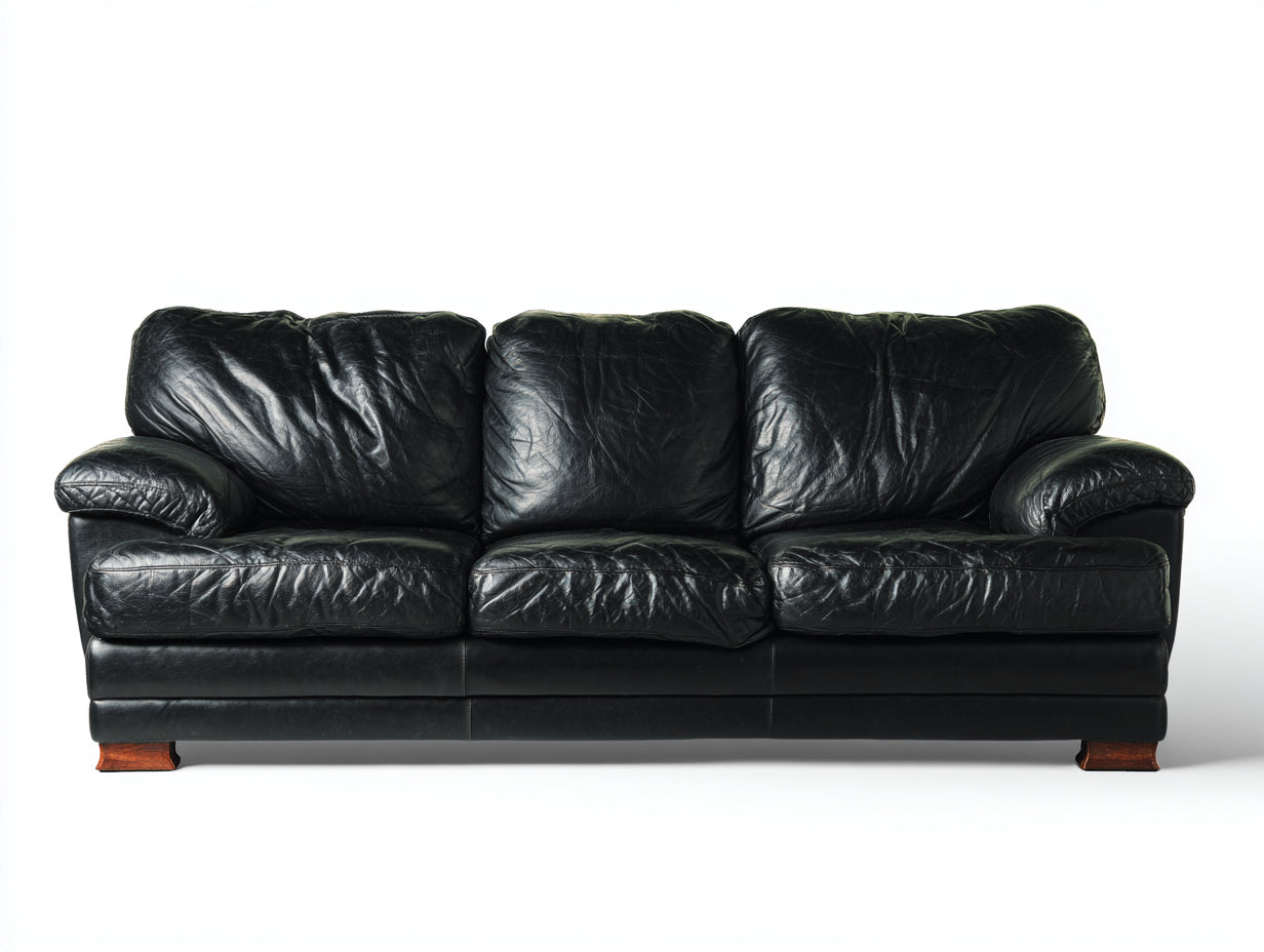 Canapé droit - Similicuir - 260 x 100 x 90 cm - Noir - Style classique