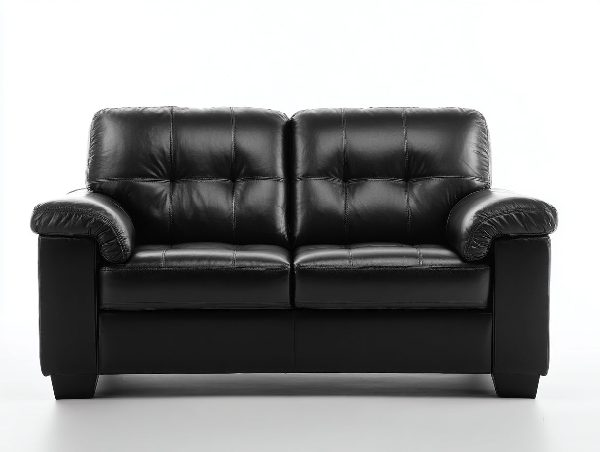 Canapé droit - Similicuir - 200 x 90 x 90 cm - Noir - Style contemporain
