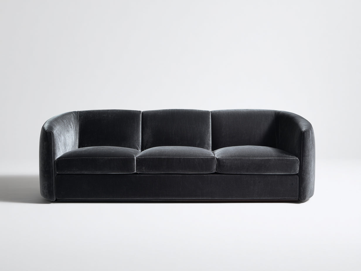 Canapé droit - Velours - Bois - 225 x 90 x 78 cm - Gris foncé - Style contemporain
