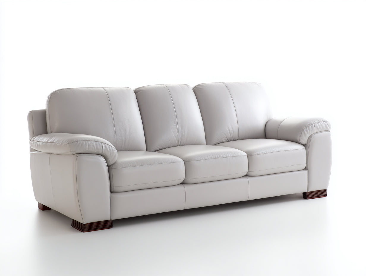 Canapé droit - Similicuir - 230 x 95 x 88 cm - Blanc - Style contemporain