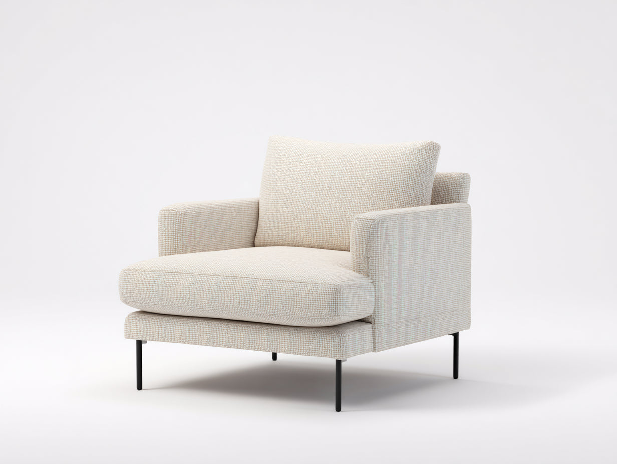 Fauteuil - Tissu-Métal - 96 x 88 x 80 cm - Beige-Noir - Style contemporain
