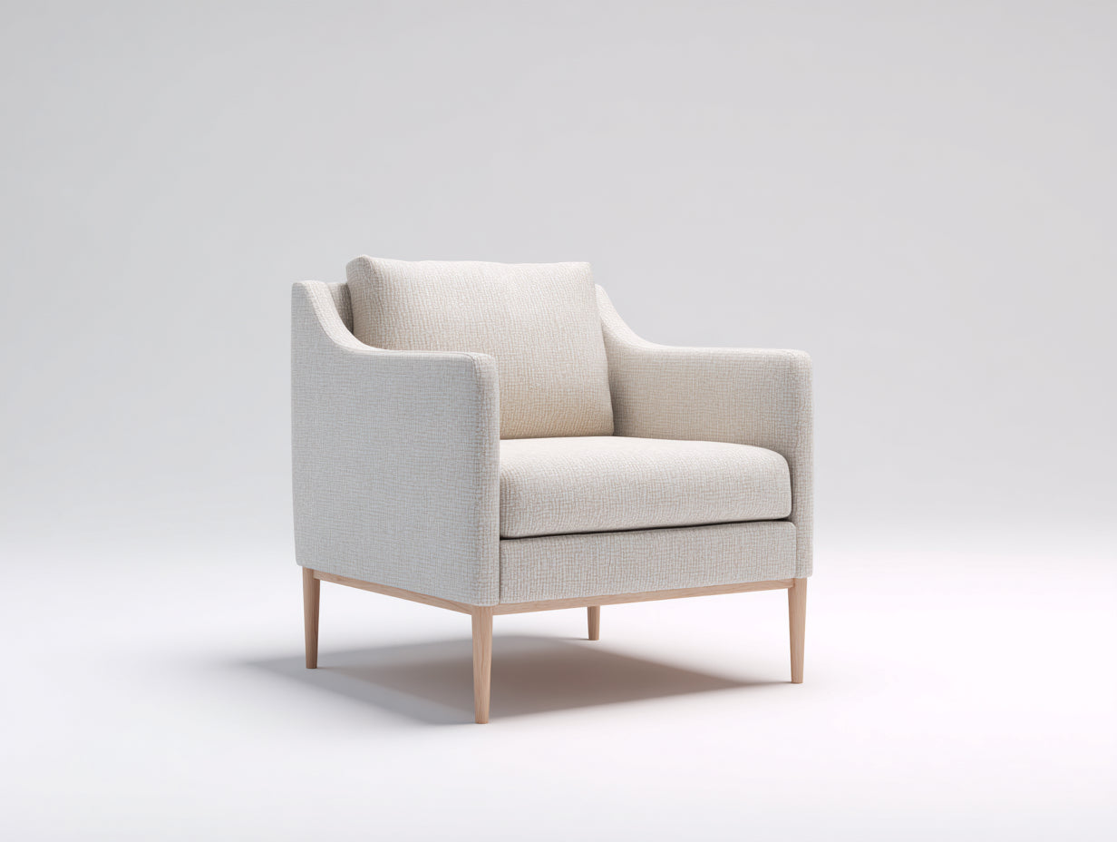 Fauteuil - Tissu-Bois - 86 x 82 x 88 cm - Beige-Bois - Style contemporain