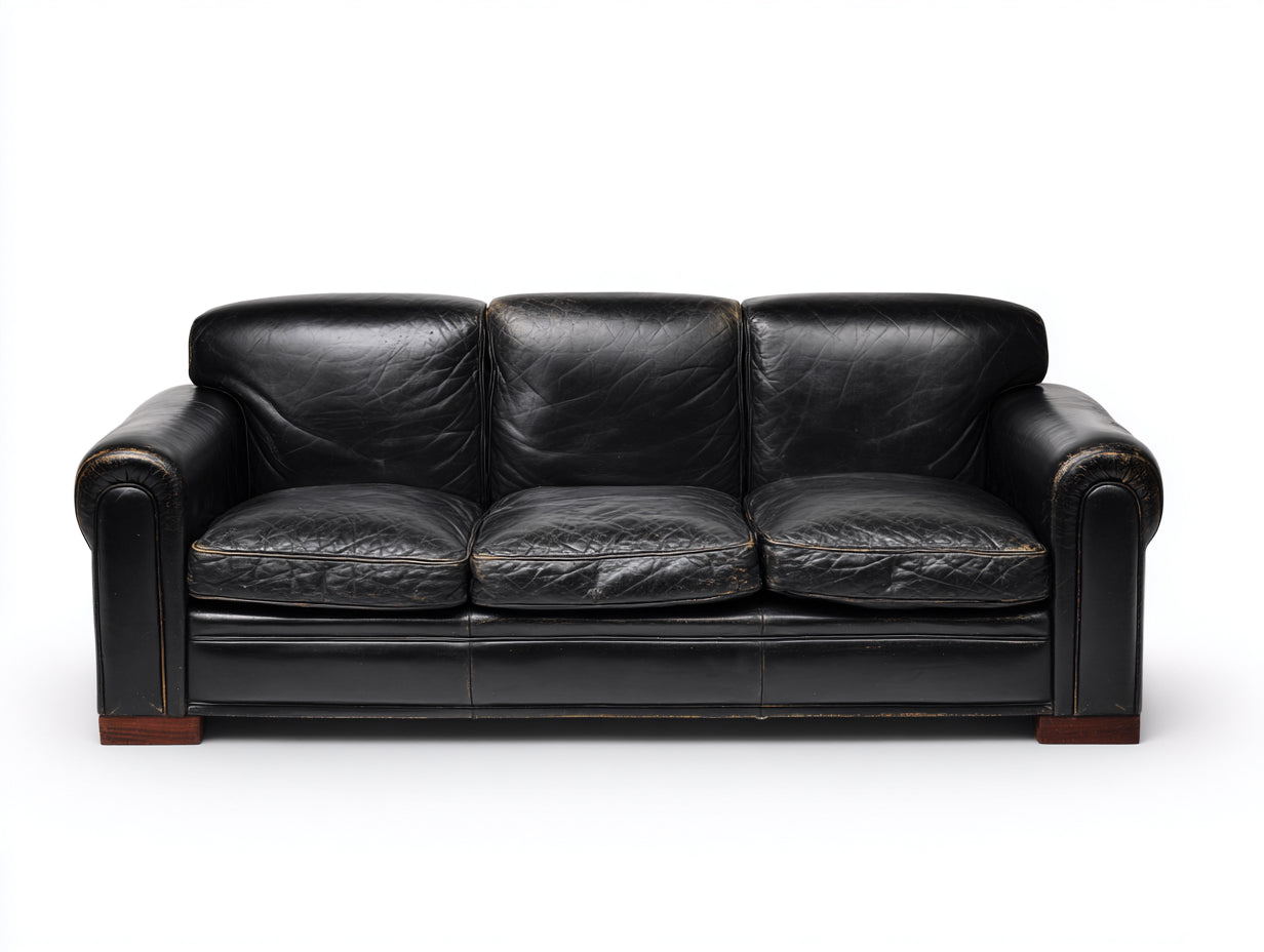 Canapé droit - Similicuir - 260 x 100 x 90 cm - Noir - Style classique