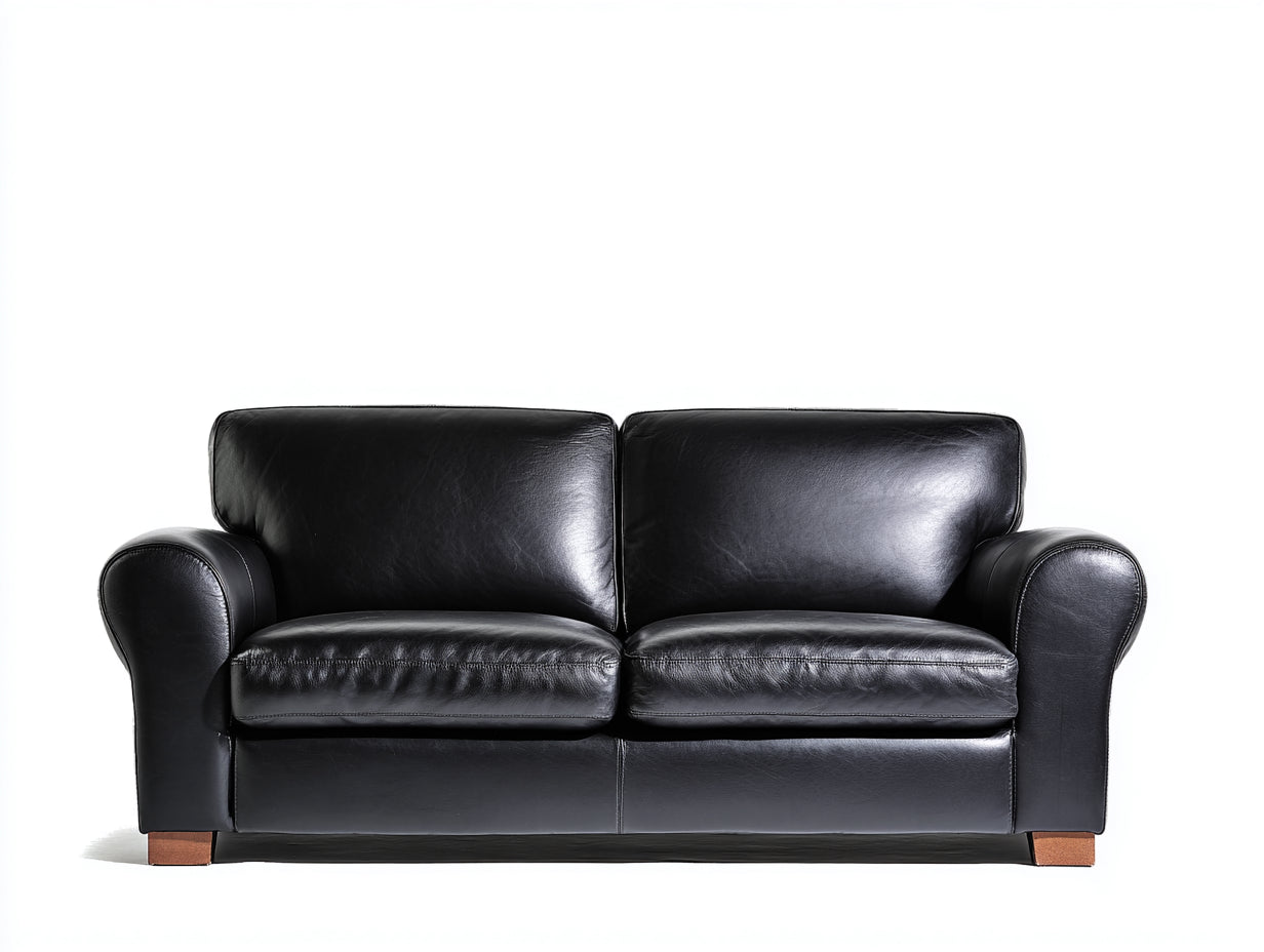 Canapé droit - Similicuir - 190 x 90 x 88 cm - Noir - Style classique