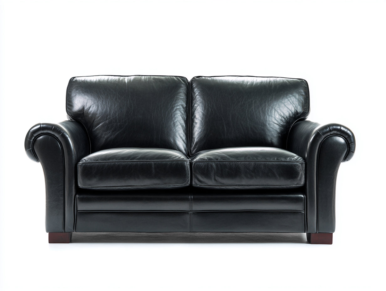 Canapé droit - Similicuir - 180 x 90 x 88 cm - Noir - Style classique