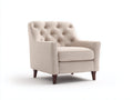 Fauteuil - Tissu-Bois - 86 x 82 x 90 cm - Beige-Marron - Style contemporain