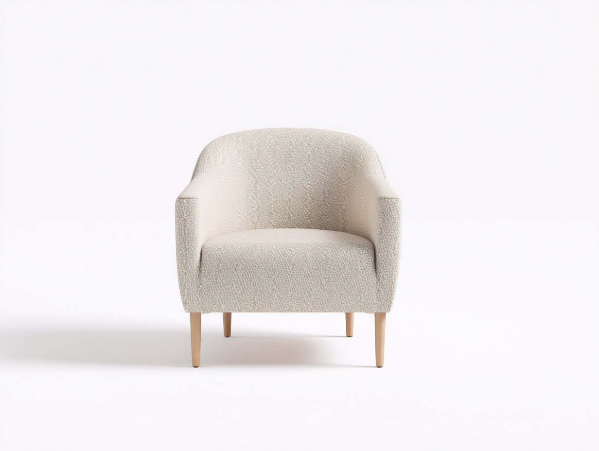 Fauteuil - Tissu-Bois - 82 x 80 x 86 cm - Beige-Bois - Style contemporain