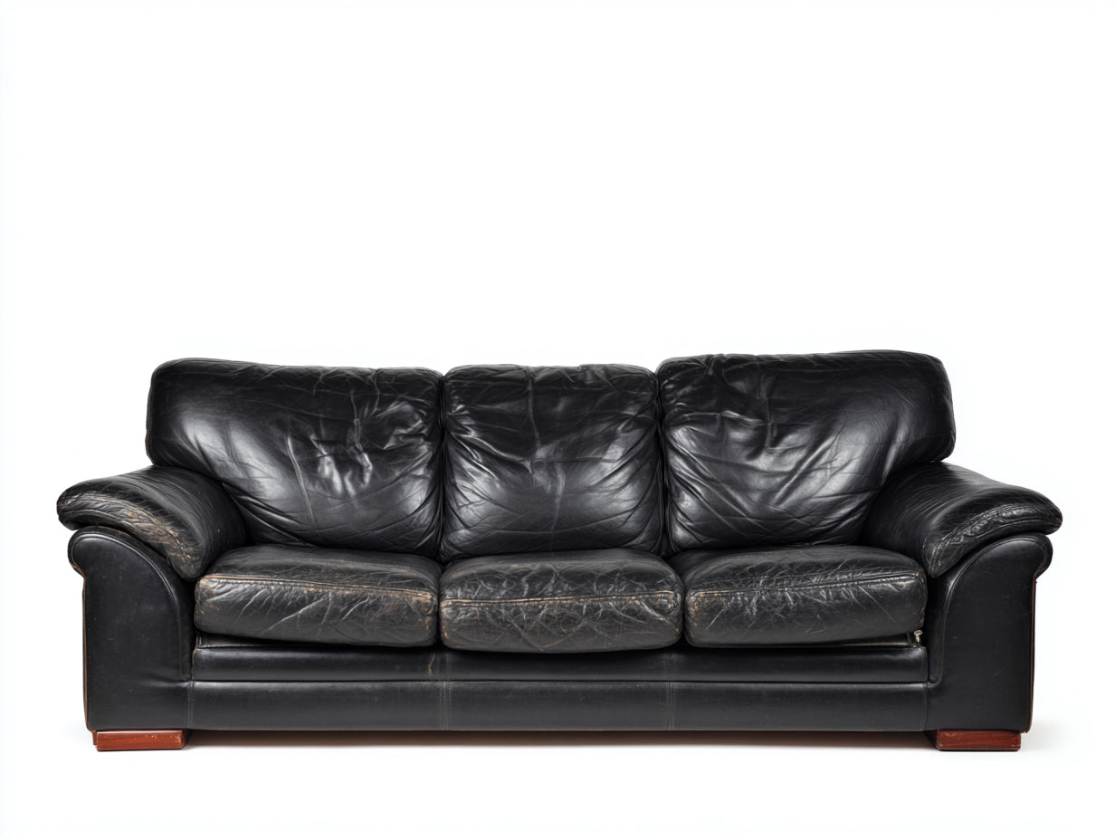 Canapé droit - Similicuir - 260 x 100 x 90 cm - Noir - Style classique