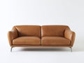 Canapé droit - Similicuir - Métal - 205 x 92 x 85 cm - Marron cognac - Style contemporain