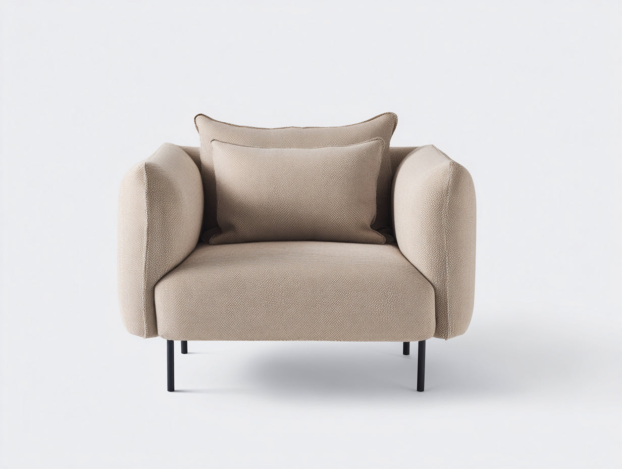 Fauteuil - Tissu-Métal - 88 x 84 x 78 cm - Beige-Noir - Style contemporain
