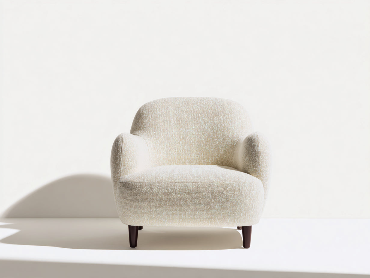 Fauteuil - Tissu-Bois - 84 x 80 x 86 cm - Crème-Marron - Style contemporain
