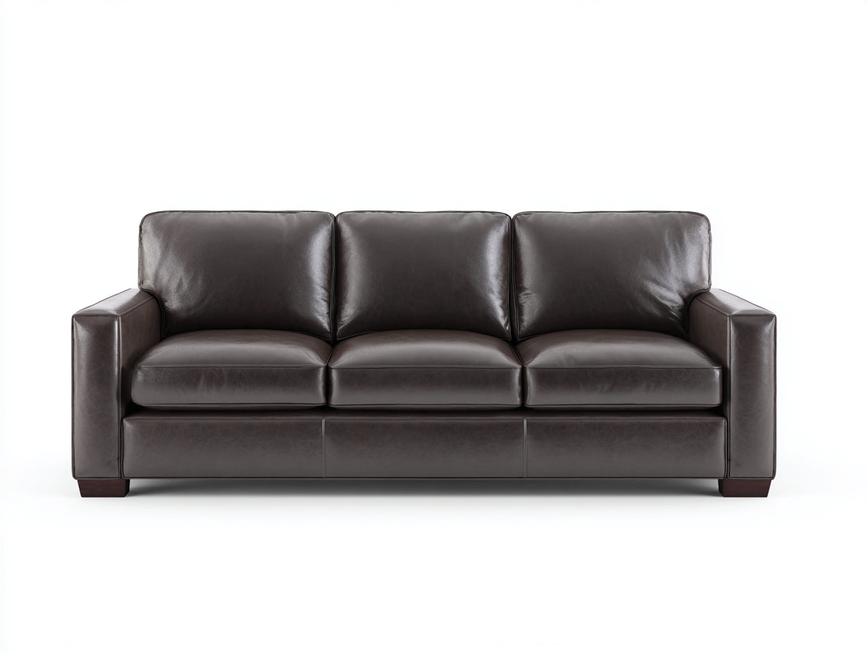 Canapé droit - Similicuir - 235 x 95 x 88 cm - Marron - Style contemporain