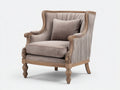 Fauteuil - Velours-Bois - 90 x 86 x 104 cm - Taupe-Beige - Style classique