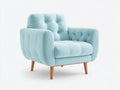 Fauteuil - Tissu-Bois - 88 x 84 x 90 cm - Bleu clair-Marron - Style scandinave