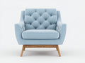 Fauteuil - Tissu-Bois - 92 x 86 x 94 cm - Bleu clair-Marron - Style scandinave