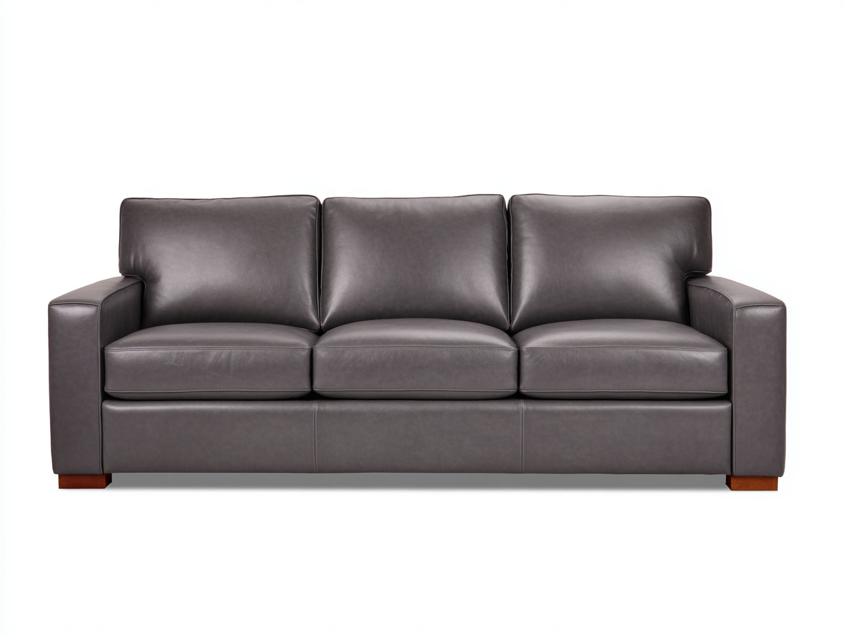 Canapé droit - Similicuir - Bois - 230 x 95 x 85 cm - Gris - Style contemporain