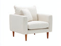Fauteuil - Tissu-Bois - 90 x 85 x 83 cm - Crème-Marron - Style contemporain
