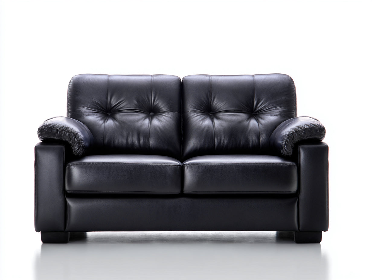 Canapé droit - Similicuir - 165 x 90 x 90 cm - Noir - Style contemporain