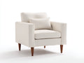 Fauteuil - Tissu-Bois - 88 x 84 x 82 cm - Crème-Marron - Style scandinave