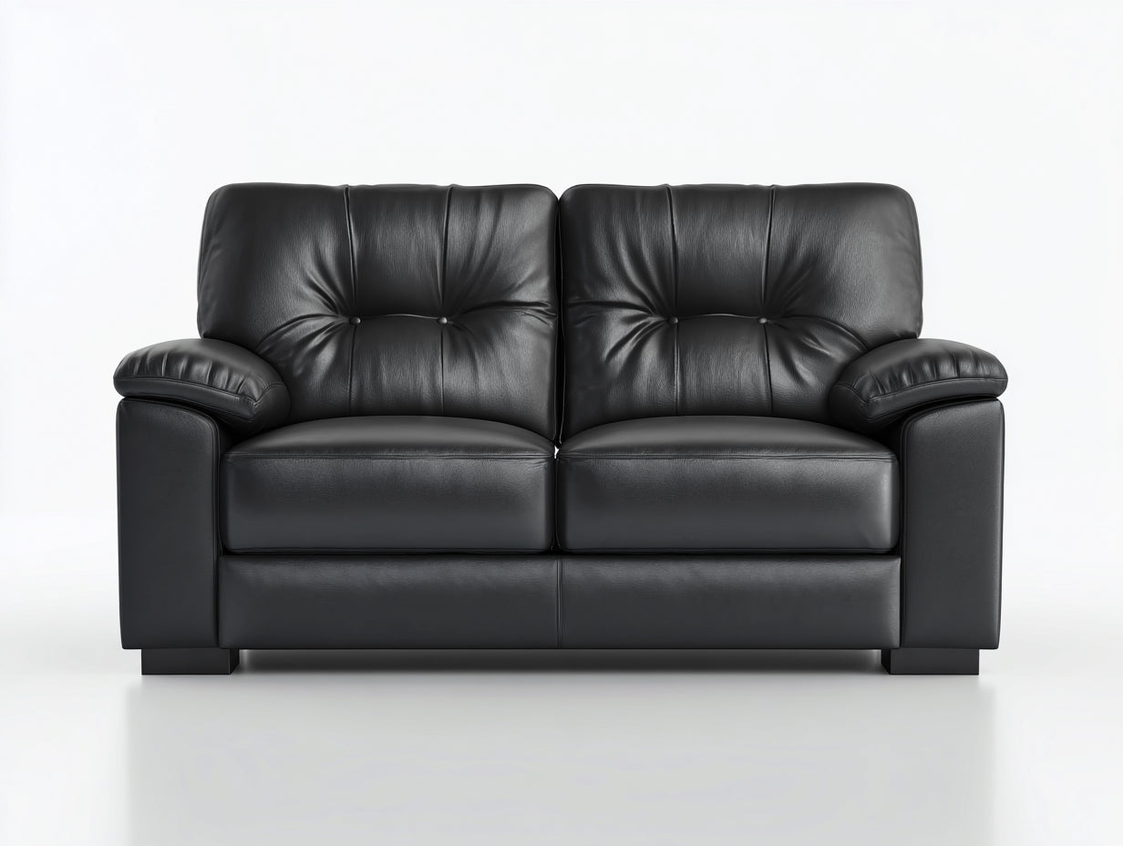 Canapé droit - Similicuir - 205 x 92 x 88 cm - Noir - Style contemporain