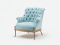 Fauteuil - Tissu-Bois-Métal - 90 x 84 x 98 cm - Bleu clair-Marron - Style classique