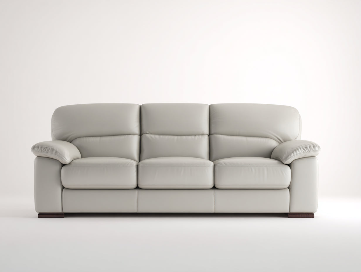 Canapé droit - Similicuir - 235 x 96 x 90 cm - Beige clair - Style contemporain
