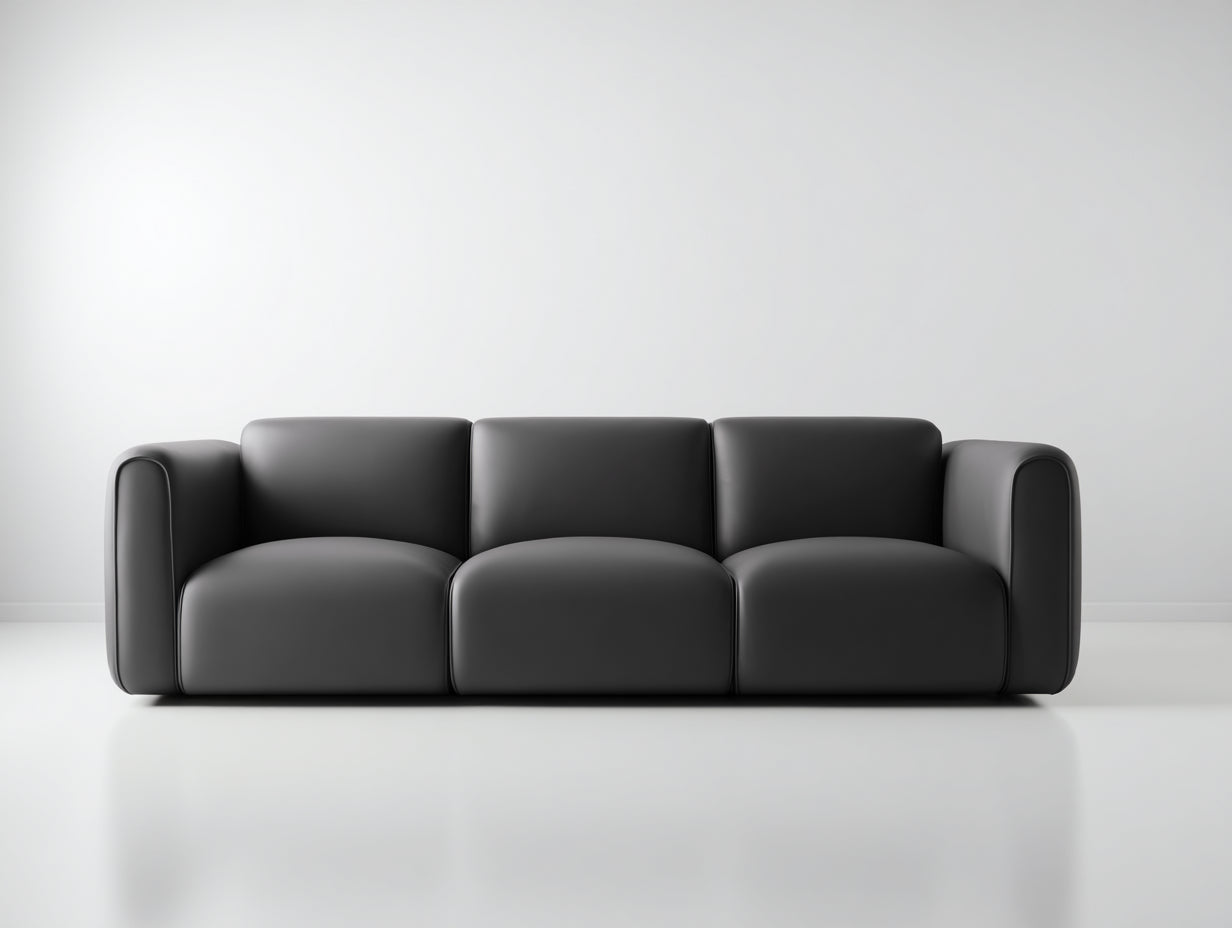 Canapé droit - Similicuir - 240 x 98 x 88 cm - Noir - Style contemporain