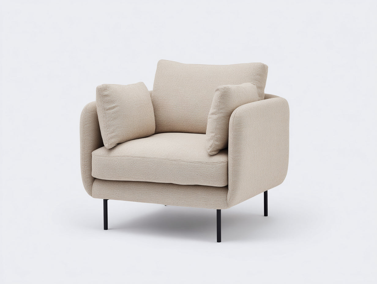Fauteuil - Tissu-Métal - 92 x 86 x 82 cm - Beige-Noir - Style contemporain