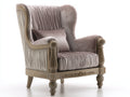 Fauteuil - Velours-Bois - 86 x 82 x 112 cm - Taupe-Beige - Style classique