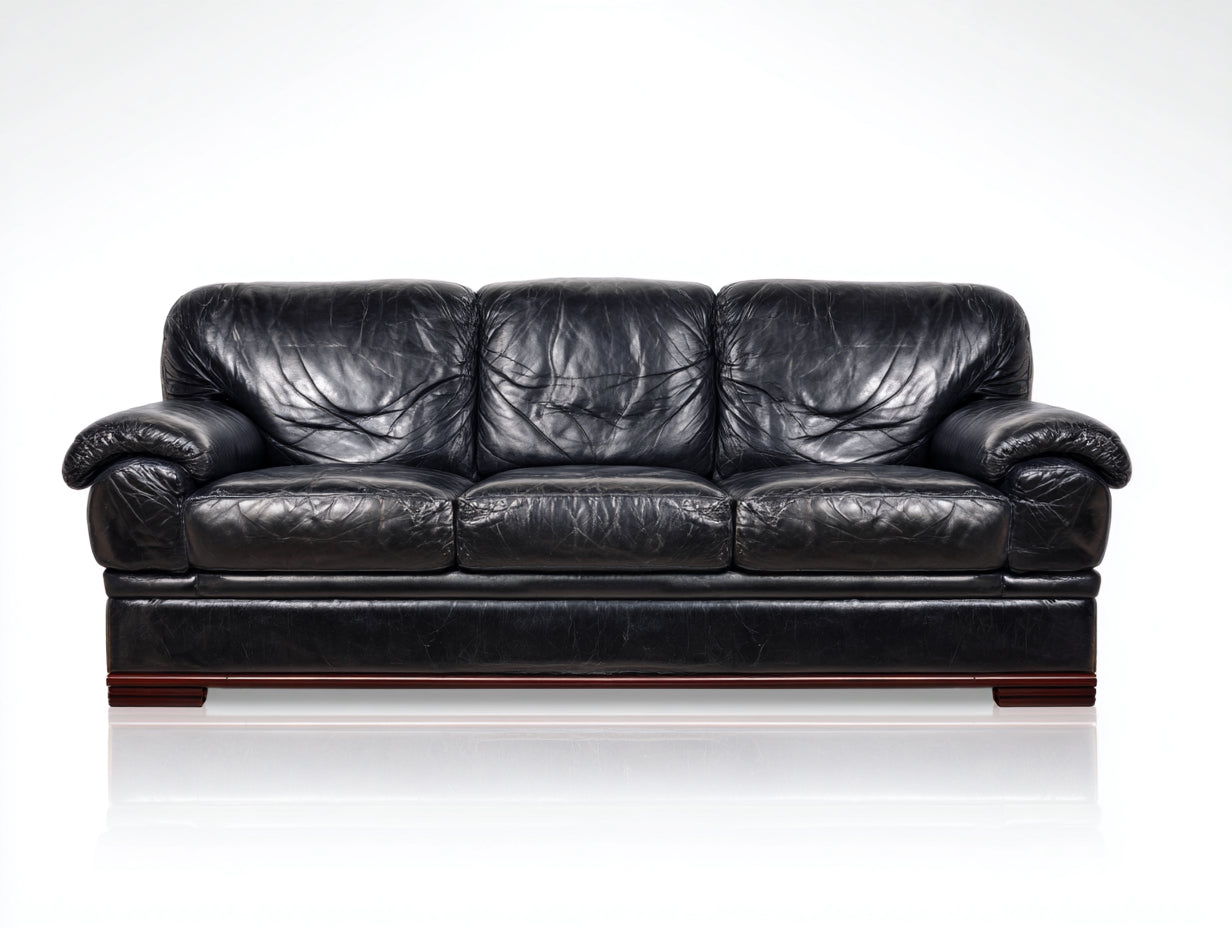 Canapé droit - Similicuir - 250 x 100 x 90 cm - Noir - Style classique