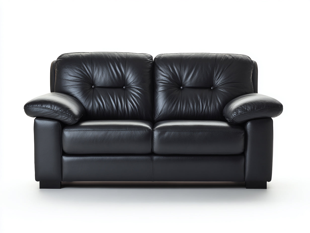 Canapé droit - Similicuir - 210 x 92 x 88 cm - Noir - Style contemporain